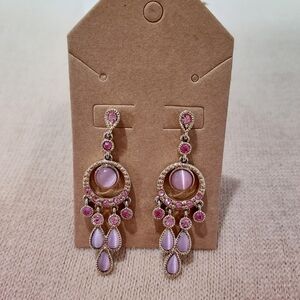 Vintage Pink and Gold Chandelier Earrings